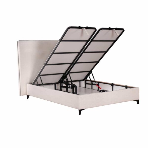 COLOMBO ΚΡΕΒΑΤΙ ΜΕ ΑΠΟΘΗΚ. ΧΩΡΟ (ΓΙΑ ΣΤΡΩΜΑ 160x200cm) OFF WHITE 06-900 ΜΑΥΡΟ 210x170x120 09-2117 - Image 2
