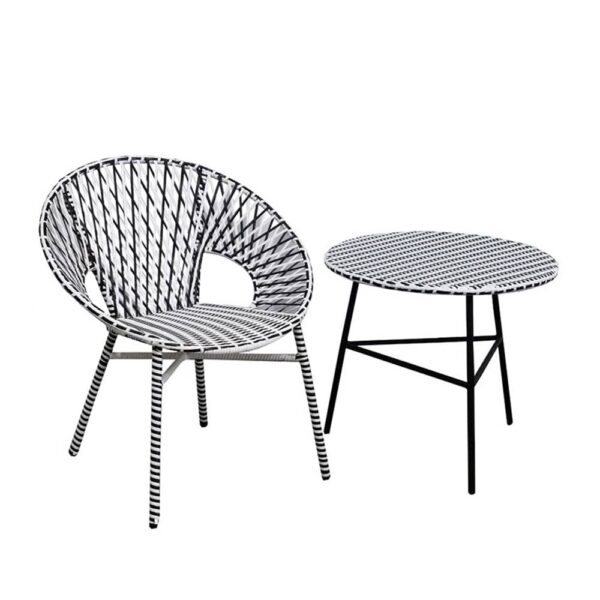 GRANADA COFFEE TABLE ΜΑΥΡΟ ΛΕΥΚΟ 65x65x56 22-0078 - Image 3