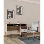 NUMBER ΓΡΑΦΕΙΟ 1ΠΟΡΤΑ SONOMA ΛΕΥΚΟ ΓΚΡΙ 120x48x75 28-0235 - Image 2