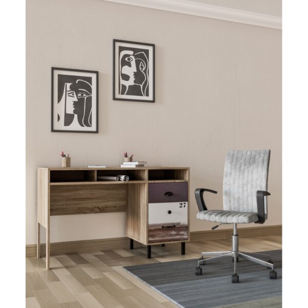 NUMBER ΓΡΑΦΕΙΟ 1ΠΟΡΤΑ SONOMA ΛΕΥΚΟ ΓΚΡΙ 120x48x75 28-0235 - Image 2