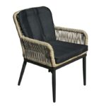 ALLEY Πολυθρόνα Τραπεζαρίας Κήπου ALU Ανθρακί, Rope Φυσικό 6mm, Μαξιλάρια Ανθρακί 62x64x85cm