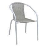 BALENO-W Πολυθρόνα Στοιβαζόμενη, Μέταλλο Βαφή Άσπρο, Wicker Beige 52x60x72cm