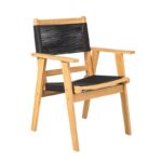 COFFEE Dining Πολυθρόνα Βεράντας - Κήπου, Ξύλο Ακακία Φυσικό, Rope Wicker Μαύρο 58x56x87cm