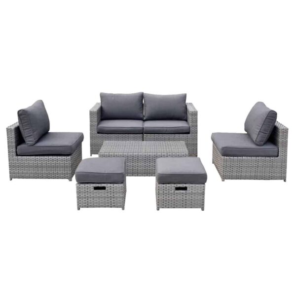 BALI Set Μέταλλο - Wicker: Τραπέζι+ 2θ Καναπέ+ 2 Σκαμπό+ 2 καθίσματα, Απόχρωση Γκρι Table:100x50x30cm Set 6 Seats - Image 2