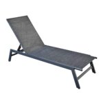 CORTE Ξαπλώστρα K/D, Μέταλλο Βαφή Μαύρο, Textilene Ανθρακί 60x191x31cm - Image 2