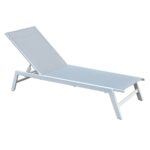 CORTE Ξαπλώστρα K/D, Μέταλλο Βαφή Άσπρο, Textilene Ανοιχτό Γκρι 60x191x31cm - Image 2