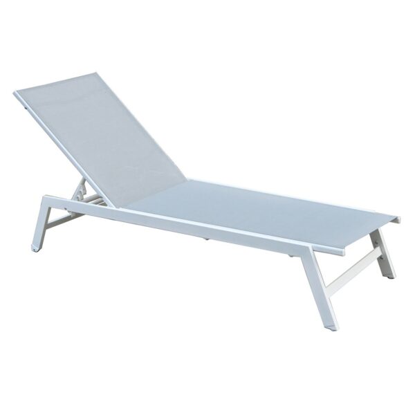 CORTE Ξαπλώστρα K/D, Μέταλλο Βαφή Άσπρο, Textilene Ανοιχτό Γκρι 60x191x31cm - Image 2