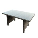 ARIZONA Τραπέζι Dining Βεράντας - Κήπου ALU, Wicker Grey Brown, Γυαλί Tempered 5mm 140x80 H.70cm - Image 2