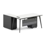 STATUS Γραφείο Γωνία Αναστρέψιμη, Απόχρωση Grey, Επιφάνεια Απόχρωση Άσπρο 160x80/40x75cm - Image 3