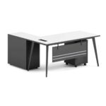 STATUS Γραφείο Γωνία Αναστρέψιμη, Απόχρωση Grey, Επιφάνεια Απόχρωση Άσπρο 180x80/40x75cm - Image 3