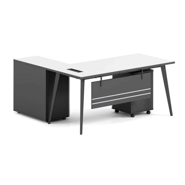 STATUS Γραφείο Γωνία Αναστρέψιμη, Απόχρωση Grey, Επιφάνεια Απόχρωση Άσπρο 180x80/40x75cm - Image 3