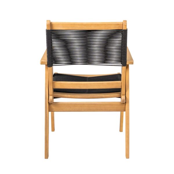 COFFEE Dining Πολυθρόνα Βεράντας - Κήπου, Ξύλο Ακακία Φυσικό, Rope Wicker Μαύρο 58x56x87cm - Image 5