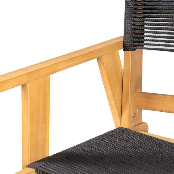 COFFEE Dining Πολυθρόνα Βεράντας - Κήπου, Ξύλο Ακακία Φυσικό, Rope Wicker Μαύρο 58x56x87cm - Image 6