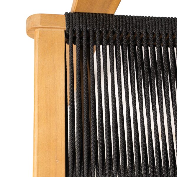 COFFEE Dining Πολυθρόνα Βεράντας - Κήπου, Ξύλο Ακακία Φυσικό, Rope Wicker Μαύρο 58x56x87cm - Image 7