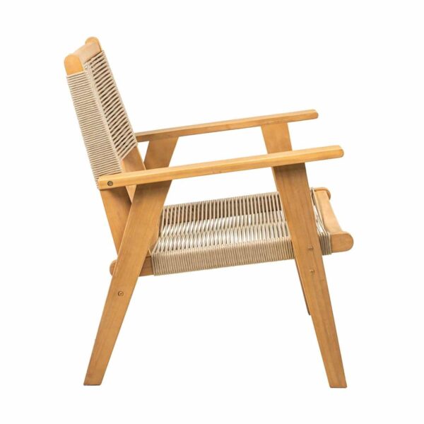 COFFEE Living Πολυθρόνα Καθιστικού Βεράντας - Κήπου, Ακακία Φυσικό-Rope Wicker Μπεζ 66x71x84cm - Image 3