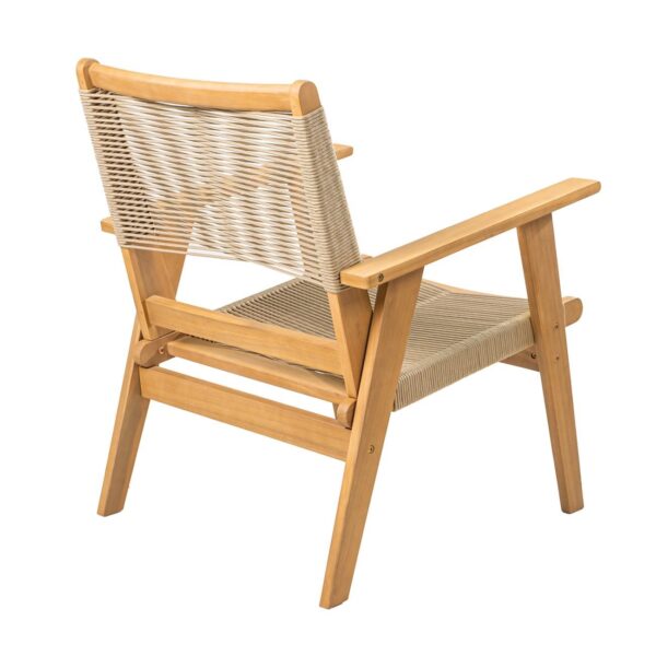 COFFEE Living Πολυθρόνα Καθιστικού Βεράντας - Κήπου, Ακακία Φυσικό-Rope Wicker Μπεζ 66x71x84cm - Image 4