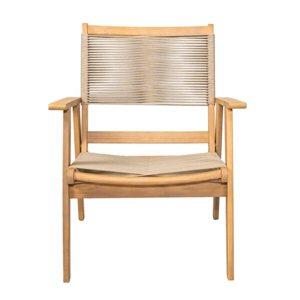 COFFEE Living Πολυθρόνα Καθιστικού Βεράντας - Κήπου, Ακακία Φυσικό-Rope Wicker Μπεζ 66x71x84cm - Image 5