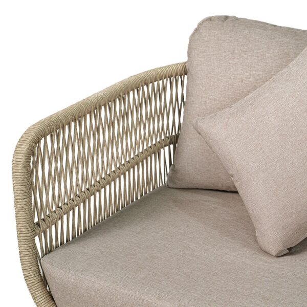 MARK Set Σαλόνι Κήπου 4τεμ, Acacia Φυσικό, Μαξιλάρια Μπεζ Rope Wicker Μπεζ 2 Πολυθρ+1 Καναπ+1 Τραπεζάκι - Image 6