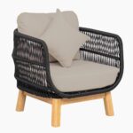 MARK Set Σαλόνι Κήπου 4 τεμαχίων Acacia Φυσικό, Rope Wicker Μαύρο, Μαξιλάρια Μπεζ 2 Πολυθρόνες+Καναπές+Τραπεζάκι - Image 5