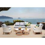 IBIZA Set Σαλόνι Κήπου: 3θέσιο +2 Πολυθρόνες+2 Τραπεζάκια ALU Φυσικό-Wicker Άσπρο-Μαξιλ.Γκρι 182x78x79-66x78x79-Φ80-Φ60cm - Image 2