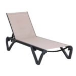 CAPRI K/D Ξαπλώστρα Αλουμίνιο Μαύρο, PP-UV Μαύρο - Textilene Cappuccino 68/58x190x30cm - Image 2