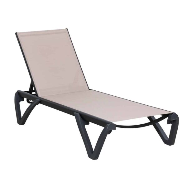 CAPRI K/D Ξαπλώστρα Αλουμίνιο Μαύρο, PP-UV Μαύρο - Textilene Cappuccino 68/58x190x30cm - Image 2