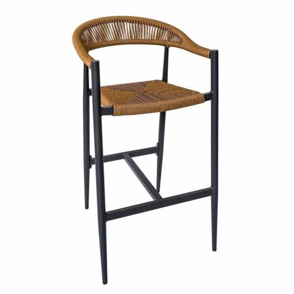 MADY Σκαμπό Bar, ALU Ανθρακί, Rope Wicker Φυσικό 56x58x105cm - Image 2