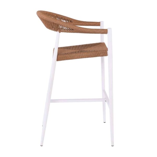 MADY Σκαμπό Bar, ALU Άσπρο, Rope Wicker Φυσικό 56x58x105cm - Image 3