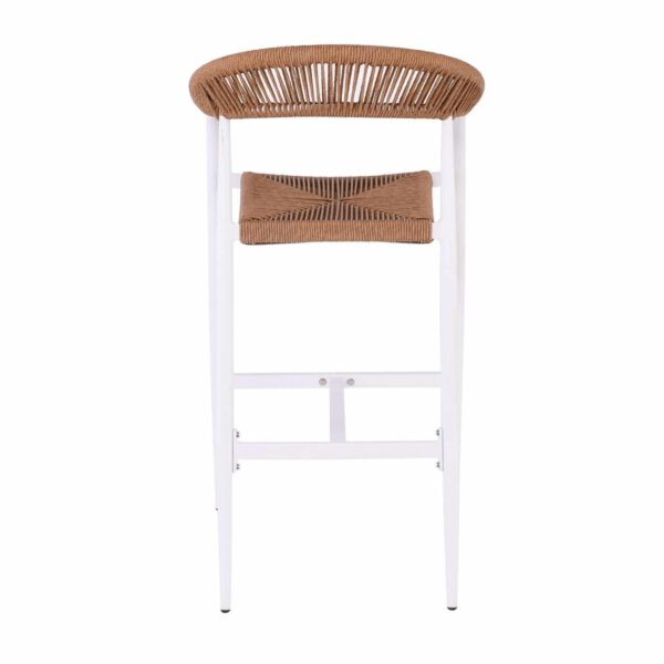MADY Σκαμπό Bar, ALU Άσπρο, Rope Wicker Φυσικό 56x58x105cm - Image 4