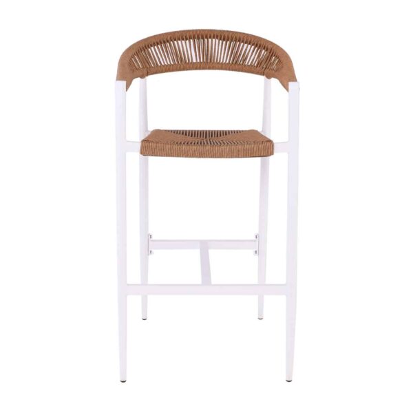 MADY Σκαμπό Bar, ALU Άσπρο, Rope Wicker Φυσικό 56x58x105cm - Image 5