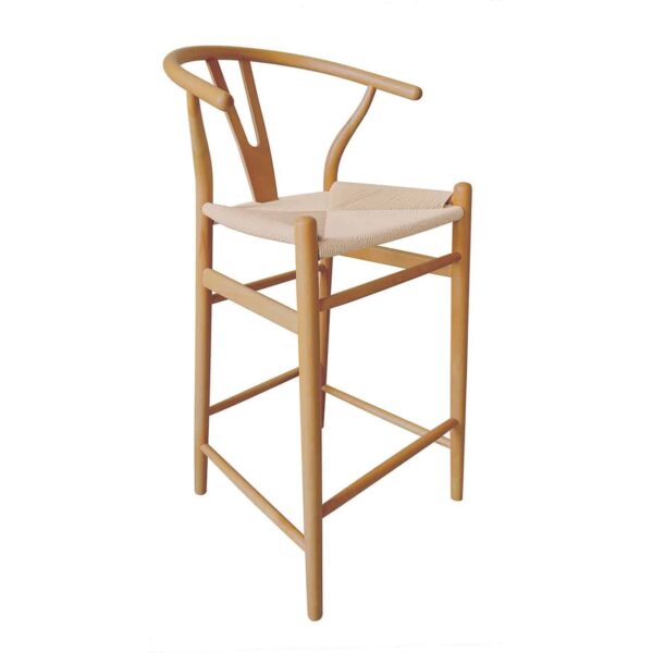 LIMA Σκαμπό BAR, Ξύλο Οξιά, Φυσικό, Κάθισμα Paper Rope Φυσικό (ύψος καθ.67cm) 55x53x67/98cm - Image 2