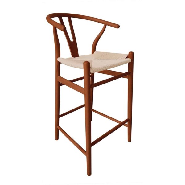 LIMA Σκαμπό BAR, Ξύλο Οξιά, Καρυδί, Κάθισμα Paper Rope Φυσικό (ύψος καθ.67cm) 55x53x67/98cm - Image 2
