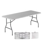 BLOW-W Τραπέζι  Συνεδρίου - Catering Πτυσσόμενο (Βαλίτσα), Μέταλλο Γκρι, HDPE Άσπρο 35mm 180x70x74cm - Image 2