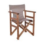 Σκηνοθέτη Πολυθρόνα Οξιά, Βαφή Εμποτισμού Καρυδί, Textilene Sand Beige, Πτυσσόμενη 60x51x85cm - Image 2