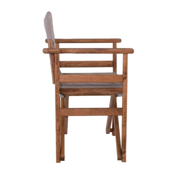 Σκηνοθέτη Πολυθρόνα Οξιά, Βαφή Εμποτισμού Καρυδί, Textilene Sand Beige, Πτυσσόμενη 60x51x85cm - Image 3