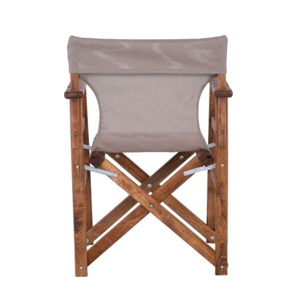 Σκηνοθέτη Πολυθρόνα Οξιά, Βαφή Εμποτισμού Καρυδί, Textilene Sand Beige, Πτυσσόμενη 60x51x85cm - Image 4