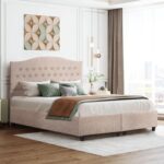 ΚΡΕΒΑΤΙ MALENA HM638.22 ΜΠΕΖ ΥΦΑΣΜΑ Τ. NUBUCK ΓΙΑ ΣΤΡΩΜΑ 150x200εκ. - Image 2