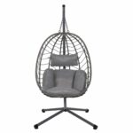 ΚΡΕΜΑΣΤΗ ΠΟΛΥΘΡΟΝΑ ΦΩΛΙΑ MILLIE HM5997.10 ΜΕΤΑΛΛΟ-ΣΥΝΘ.RATTAN ΓΚΡΙ 90x75x190Υεκ. - Image 3