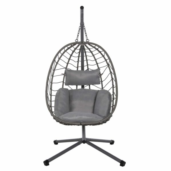 ΚΡΕΜΑΣΤΗ ΠΟΛΥΘΡΟΝΑ ΦΩΛΙΑ MILLIE HM5997.10 ΜΕΤΑΛΛΟ-ΣΥΝΘ.RATTAN ΓΚΡΙ 90x75x190Υεκ. - Image 3