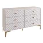 LANA Συρταριέρα με 6 Συρτάρια, Απόχρωση Εκρού, με πρόσοψη Pu Καπιτονέ 120x40x80cm