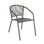 PATTY Πολυθρόνα Στοιβαζόμενη Κήπου, Μέταλλο Βαφή Ανθρακί, PE Rattan Γκρι 54x61x73cm