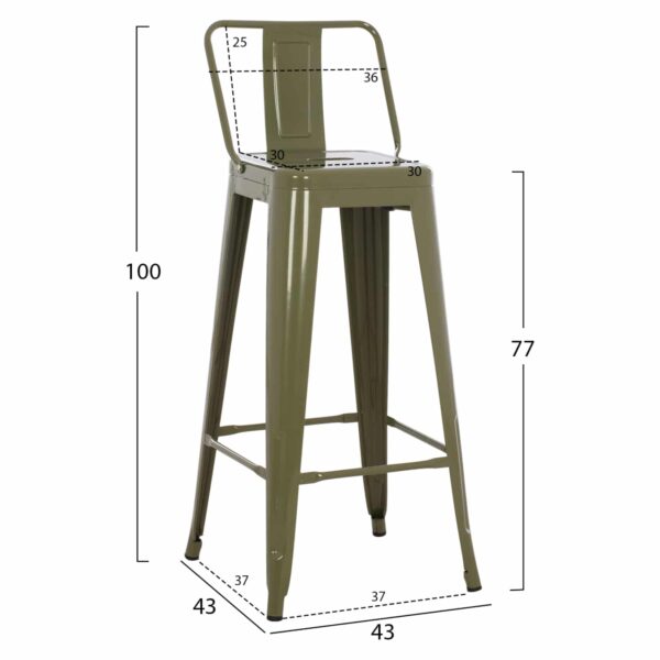ΣΚΑΜΠΟ BAR ME ΠΛΑΤΗ ΜΕΤΑΛΛΙΚΟ MELITA-PRO HM8643.43 DARK OLIVE GREEN 42x42x100Υεκ. - Image 2