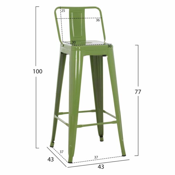 ΣΚΑΜΠΟ BAR ME ΠΛΑΤΗ ΜΕΤΑΛΛΙΚΟ MELITA-PRO HM8643.53 LIGHT OLIVE GREEN 42x42x100Υεκ. - Image 2