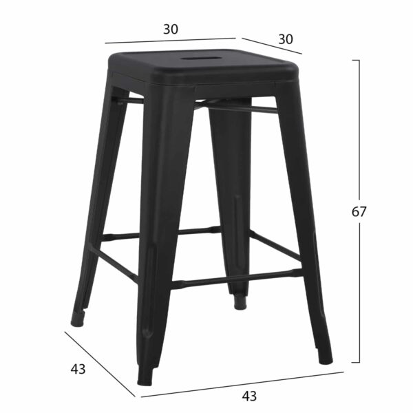 ΣΚΑΜΠΟ ΜΕΣΑΙΟΥ ΥΨΟΥΣ ΜΕΤΑΛΛΙΚΟ MELITA-PRO HM8573.42 ΜΑΥΡΟ ΜΑΤ 43x43x67Υεκ. - Image 2