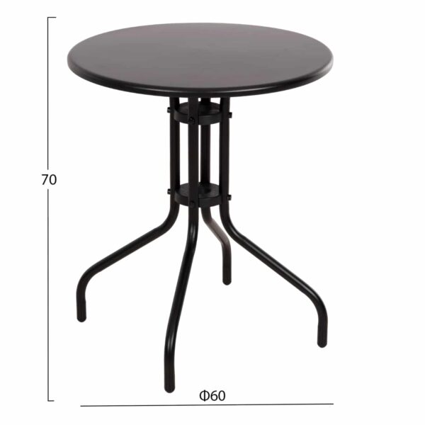 ΤΡΑΠΕΖΙ ΕΞ.ΧΩΡΟΥ ΣΤΡΟΓΓΥΛΟ LINO HM5973.03 ΜΕΤΑΛΛΙΚΟ ΜΑΥΡΟ Φ60x70Υεκ. - Image 2