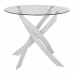 ΤΡΑΠΕΖΙ ΚΟΥΖΙΝΑΣ ΣΤΡΟΓΓΥΛΟ ΜΕΤΑΛ. JAFARU ΛΕΥΚΟ-ΓΥΑΛΙ ΑΣΦΑΛΕΙΑΣ Φ90X75Yεκ.HM8499.03 - Image 2