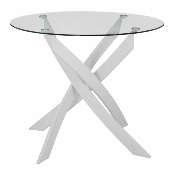 ΤΡΑΠΕΖΙ ΚΟΥΖΙΝΑΣ ΣΤΡΟΓΓΥΛΟ ΜΕΤΑΛ. JAFARU ΛΕΥΚΟ-ΓΥΑΛΙ ΑΣΦΑΛΕΙΑΣ Φ90X75Yεκ.HM8499.03 - Image 2