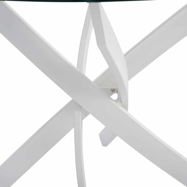 ΤΡΑΠΕΖΙ ΚΟΥΖΙΝΑΣ ΣΤΡΟΓΓΥΛΟ ΜΕΤΑΛ. JAFARU ΛΕΥΚΟ-ΓΥΑΛΙ ΑΣΦΑΛΕΙΑΣ Φ90X75Yεκ.HM8499.03 - Image 3