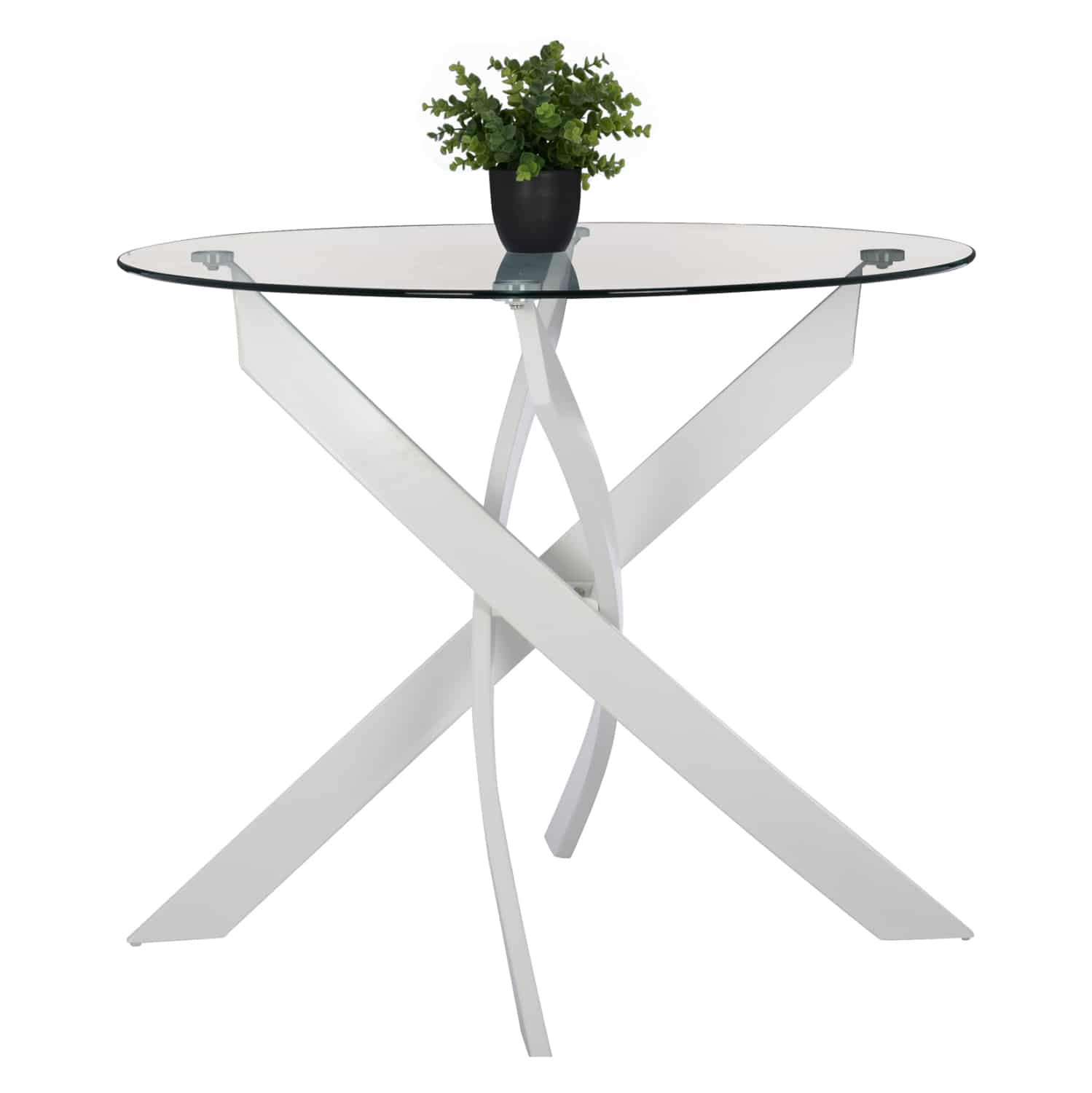 HM8499.03 ΤΡΑΠΕΖΙ ΚΟΥΖΙΝΑΣ ΣΤΡΟΓΓΥΛΟ ΜΕΤΑΛ. JAFARU ΛΕΥΚΟ-ΓΥΑΛΙ ΑΣΦΑΛΕΙΑΣ Φ90X75Yεκ.HM8499.03 - Image 1