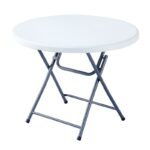 BLOW-R Τραπέζι Συνεδρίου Catering Πτυσσόμενο, Μέταλλο Βαφή Γκρι, HDPE Άσπρο 45mm Φ94cm H.74cm